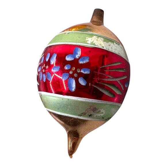 Vintage Hand Painted Reflector Christmas Ornaments Indented Blown Glass Set READ - Picture 12 of 12